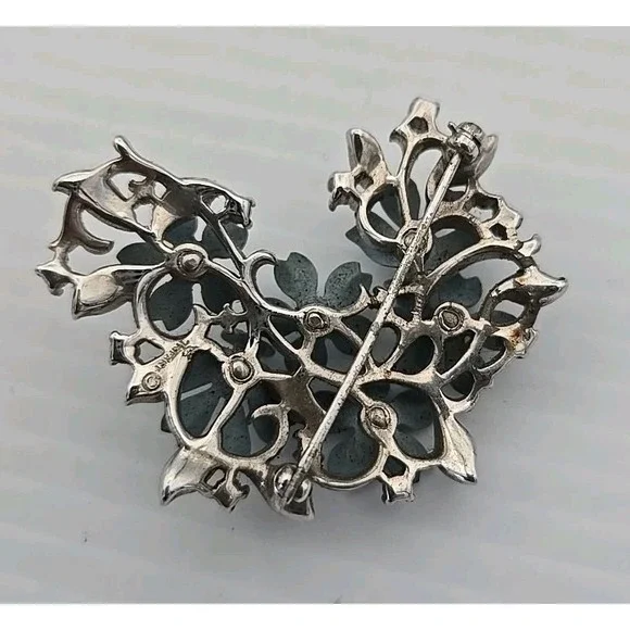 Vintage Crown Trifari Light‎ Blue Enamel Brooch